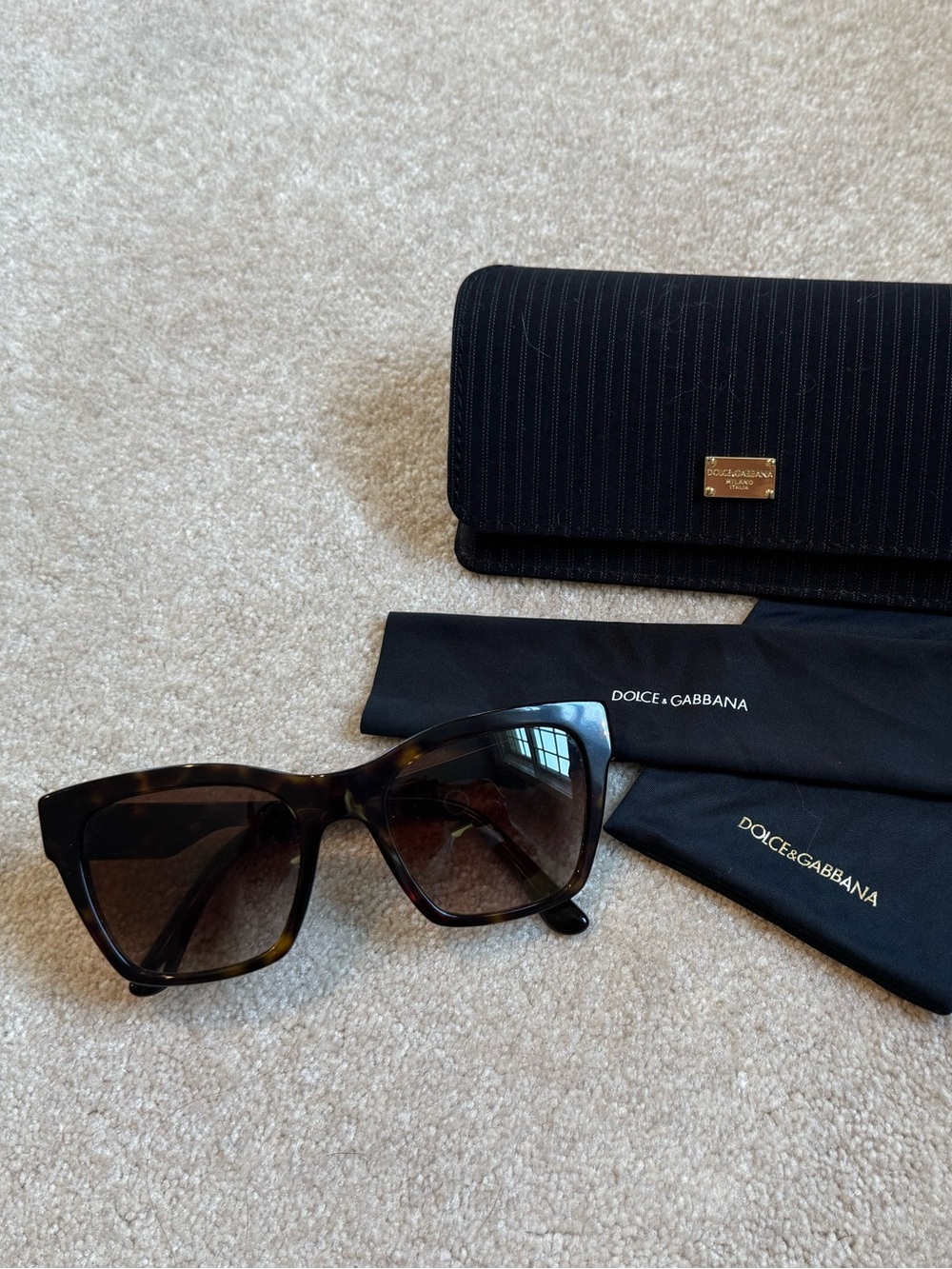 Dolce & Gabbana Havana tortoise sunglasses with Gold Logo